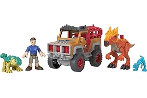 FISHER-PRICE Imaginext Jurassic World Camp Cretaceous Runaway Dinos 5-Piece Dinosaur Toy Set with Ben and Bumpy for Kids Ages 3+ Years