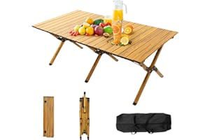 HOMGIM Folding Camping Table, 4ft Low Height Portable Folding Travel Camping Table for Outdoor/Indoor Picnic, Party, BBQ, and Hiking with Carry Bag, Multi-Purpose for Patio, Garden, Backyard, Beach
