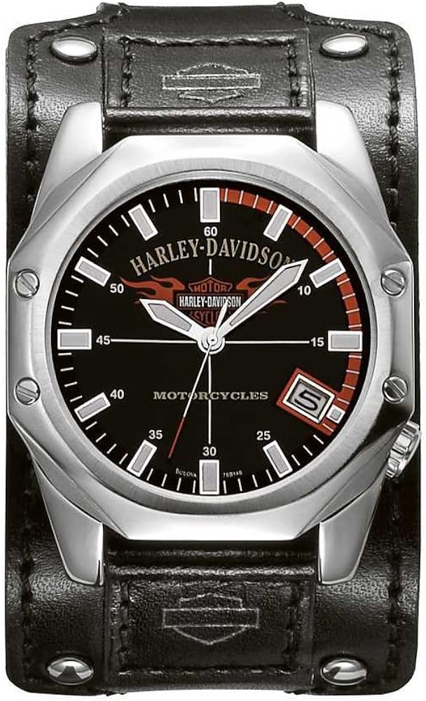 HarleyDavidson Homme Bulova Montre. Cadran Noir. Cuir Cuff Bracelet. 76B146 Amazon.fr Montres HarleyDavidson Homme Bulova Montre. Cadran Noir. Cuir Cuff Bracelet. 76B146 Amazon.fr Montres