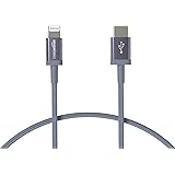 Amazon Basics Nylon Braided USB-C to Lightning Cable, MFi Certified Charger for iPhone 11 Pro/11 Pro Max - Dark Gray, 6-Foot