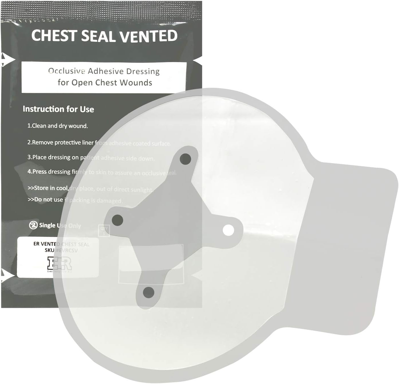 Ever Ready First Aid Vented Chest Seal Occlusive Adhesive