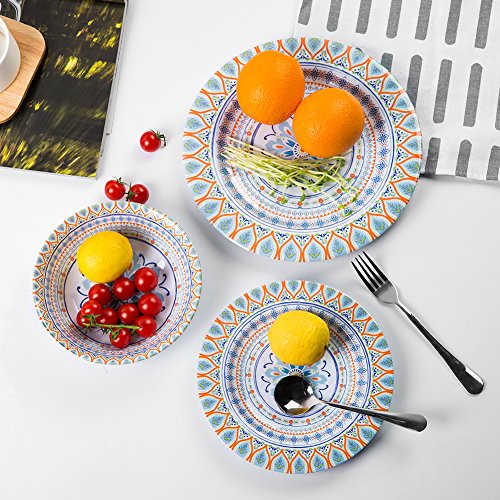 12pcs Dinnerware Set - Melamine Dinner Plates Set for Camping Use, Service for 4