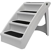 PetSafe CozyUp Folding Dog Stairs, 20 in Tall, Gray | Portable &amp; Foldable 4-Step Stairs, Non-Skid Feet, Side Rails, Dog Steps for Bed, for Dogs up to 200 Lb