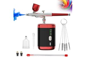 CRPEN AirBrush Kit with Compressor Portable Barber Airbrush Kit 32PSI High Pressure Cordless Airbrush compressor, 1800mAh Rechargeable Auto Handheld Airbrush gun for Makeup, Nail Art, Painting, Cake Decor