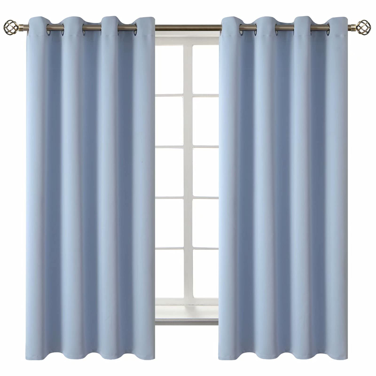 BGment Blackout Curtains for Living Room - Grommet Thermal Insulated Room Darkening Curtains for Bedroom, 2 Panels of 52 x 63 Inch, Spa Blue