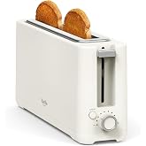 Martha Stewart 2 Slice Long Slot Toaster, Extra Wide, Linen Cream | 10 Shade Settings, 10&rdquo; Wide Slot, Sourdough, Bagels, Artisan Bread &amp; Waffles, Smart Centering, Removable Crumb Tray