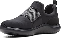 Clarks Women's Nova Way Sneaker, Black/Black, 12