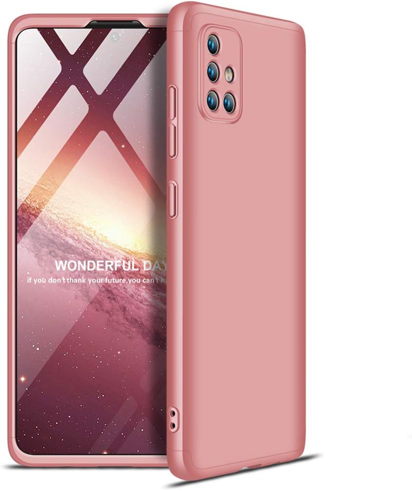 EMAXELERR Samsung Galaxy A71 Case 3 in 1 Ultra Slim 360°Degree Full Body Shockproof Protector Hard PC Plastic Anti-Scratch Cover for Samsung Galaxy A71.3 in 1 PC:Rose Gold