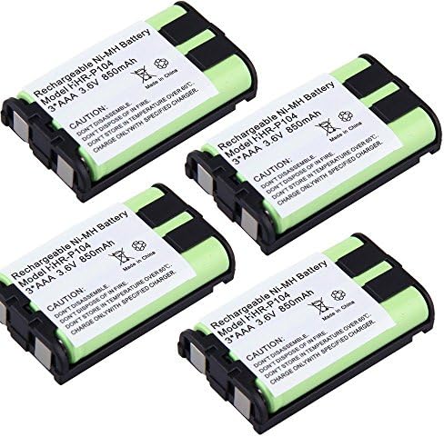 High Performance HHR P104 HHR-P104A 850mAh 3.6V Home Cordless Phone Batteries Rechargeable Batteries for HHR-P104 P104A KX-FG6550 KX-TG2388B (Pack of 4)
