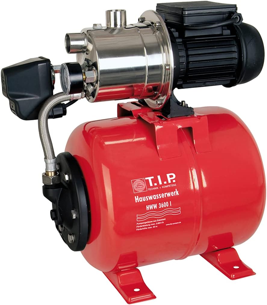 T.I.P. HWW 3600 I Booster Pump 650W 3600 L/H 40m Head Stainless Steel 18L Tank