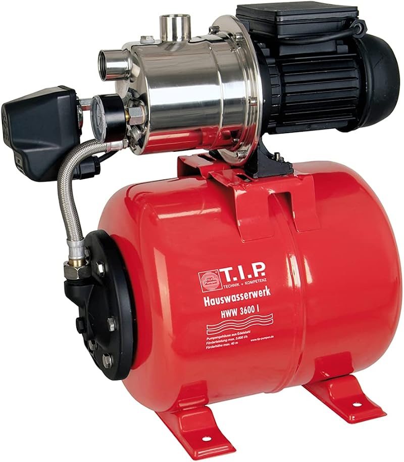 T.I.P. HWW 3600 I Booster Pump 650W 3600 L/H 40m Head Stainless Steel 18L Tank