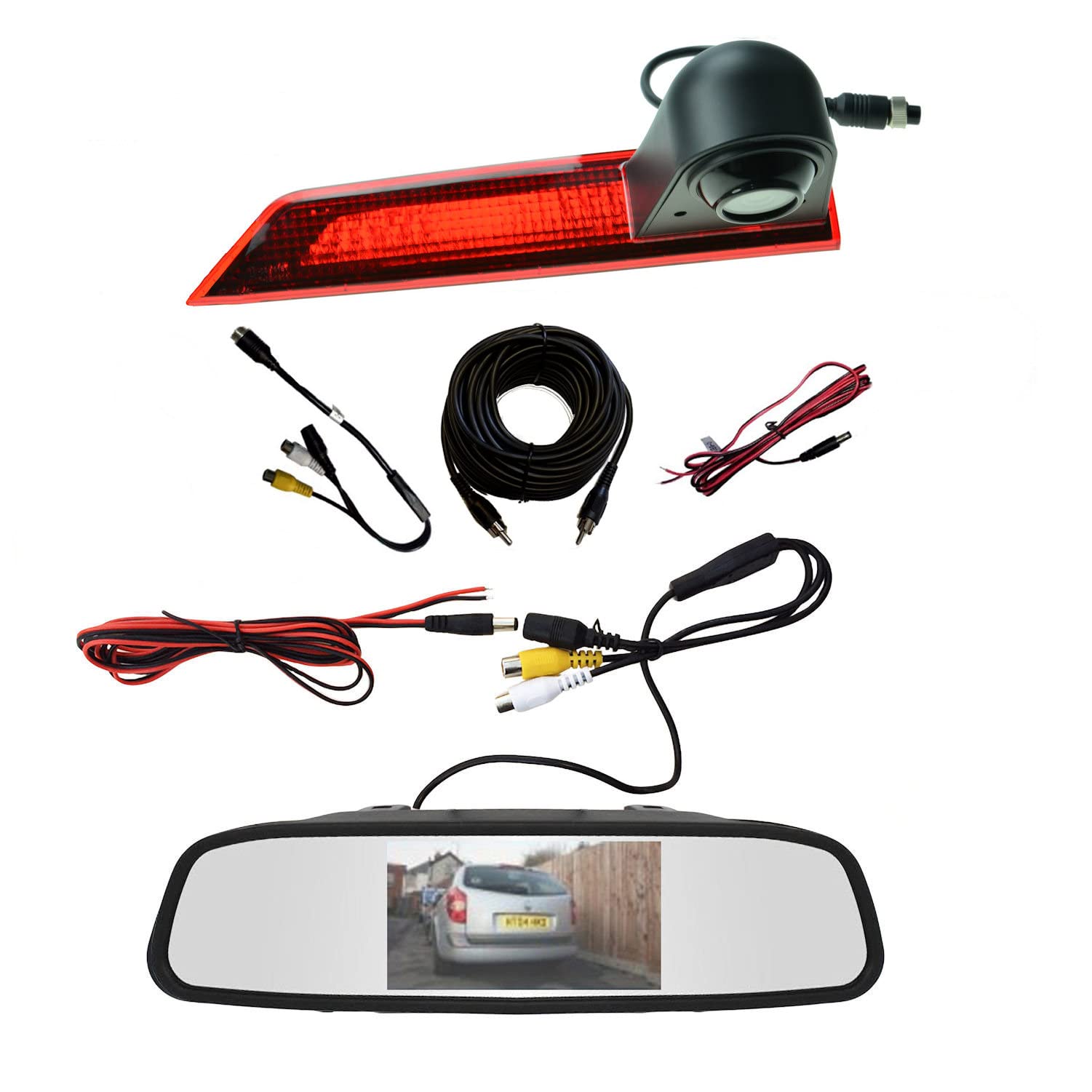 Dolphin Automotive Rear Brake Light Revering Camera fits Ford Transit Custom from May 2016 Onwards, LED Version - With 4.3" Mirror Monitor — image 1