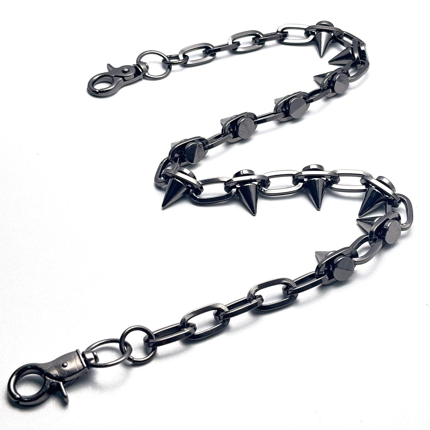 ZEKEE Wallet Chain & Pant Chain – Punk Hip Hop Jeans Keychain, Goth Rivet Biker Accessories for Men Women - Gunmetal Black