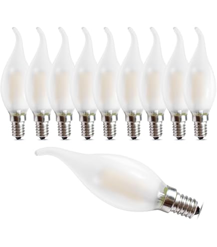 Doratale 12-Pack Christmas Flame Tip Bulbs – Red/Yellow, C7/E12 Candelabra Base, 7W, 120V, For String Lights & Candle Lamps (UL Listed)