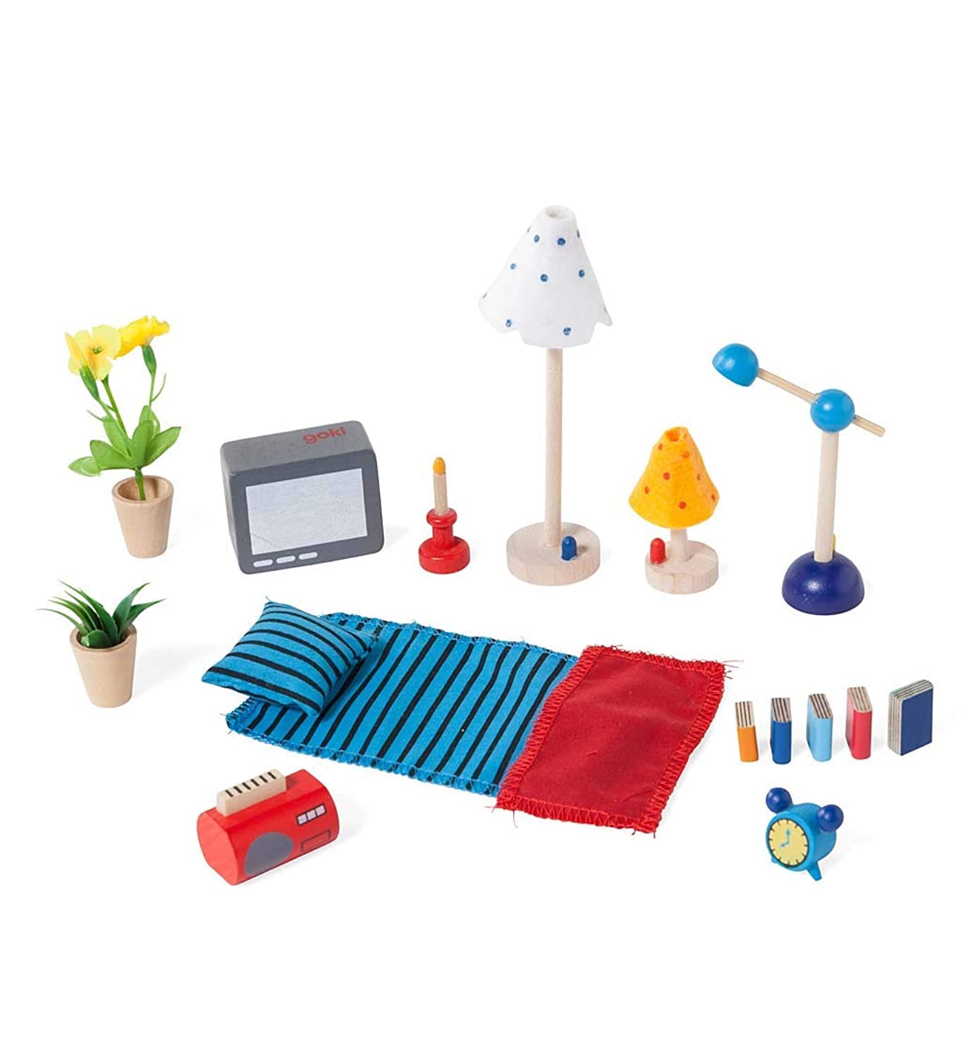 GoKi 51934 Wooden Living and Bedroom Furniture for Dolls Houses