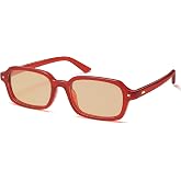 SOJOS Trendy Rectangle Polarized Sunglasses Womens Mens SJ2610 | Small Cute 90s Y2k Retro Fashion Vintage Sunnies Slim Thin Narrow Square Frames UV Protection TAC Lenses