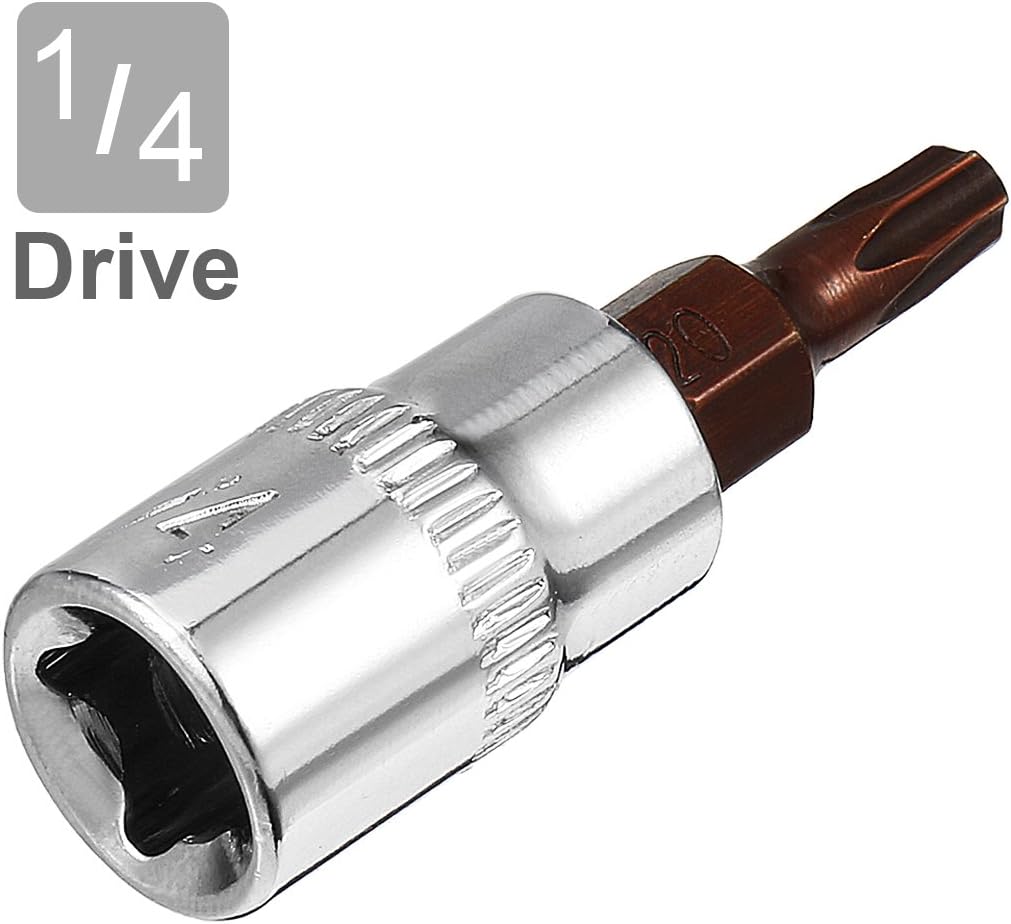 sourcing map 2pcs 1/4" Drive x T20 Torx Bit Socket, S2 Steel Bits CR-V Sockets 1.5" Length Use with Ratchet Wrench, Slide Bar - Image 4