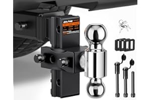 Ehaho Adjustable Trailer Hitch, Drop Hitch 2 Inch Receiver with 6 Inch Drop/Rise for Truck 12,500 LBS GTW, Waterproof Double Anti-Theft Locking Hitch Pins