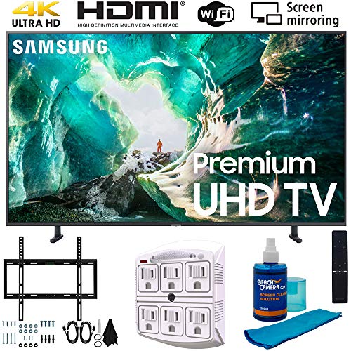 Samsung UN65RU8000 65″ RU8000 LED Smart 4K UHD TV (2019) w/Deco Mount Flat Wall Mount Kit Ultimate Bundle, Screen Cleaner (Large Bottle) and SurgePro 6-Outlet Surge Adapter w/Night Light