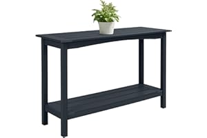 SUNNIBETY Weatherproof HIPS Outdoor Console Table, 48'' 2-Shelf SideTable Indoor/Outdoor Use, Multifunctional Buffet Table Bar Storage Organizer for Entryway,Yard, Patio, Outside Plant Stand Table, Black