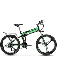 Cyrusher XF700 Folding Electric Bike 26 inch Mountain Bicycle Full Suspension 36V 10.4AH Hidden Battery Shimano 21 Speeds Double Mechanical Disc Brake