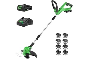 SOYUS Weed Wacker Cordless, 12 Inch String Trimmer Battery Powered with Battery and Charger, Lightweight Edger Trimmer with 8 Pcs Replace Spool Trimmer Lines