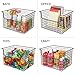 mDesign Metal Kitchen Pantry Food Storage Organizer Basket - Farmhouse Grid Design with Open Front for Cabinets, Cupboards, Shelves - Holds Potatoes, Onions, Fruit - 12