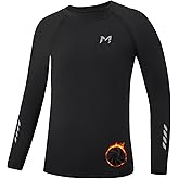 Moozava Boys Compression Thermal Shirt Long Sleeve Fleece Lined Youth Undershirt Kids Football Baseball Soccer Base Layer Top