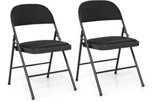 Giantex 2-Pack Folding Chair, Portable Party Chairs with Metal Frame, PVC Leather Padded Seat & Back, 330Lbs Stackable Chairs