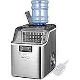 LIVINGbasics Ice Maker Countertop, Dual Way Water Filling, 3.2L Stainless Steel Ice Machine, 44lbs Per Day, 24 Cubes Ready in