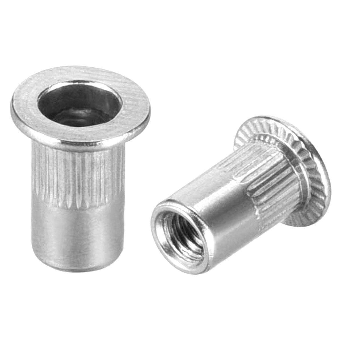 LA M4 304 Stainless Steel Rivet Nuts Flat Head Threaded Rivetnut Insert Nutsert Rivet Nut （25