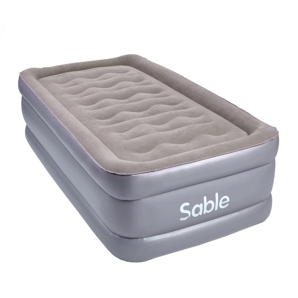 Sable Upgraded Twin Size Inflatable Air Mattress, 74"x39"x19", Grey