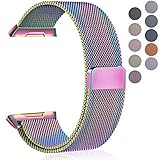 Maledan for Fitbit Ionic Bands, Stainless Steel Milanese Loop Metal Replacement Accessories Bracelet Strap with Magnet Closure for Fitbit Ionic, Colorful Small