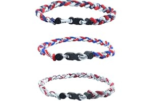 SHEHARUHI 3 Pieces Baseball Necklaces Three Colors Three Braided Rope Tornado Titanium Necklaces Sport Rope Necklaces for Boys Men Player