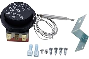 ALINREDBX 0-250V Vehicle Radiator Fan Thermostat Controller Kit Temperature Control Switch Adjustable 0-120°C Heating/Cooling