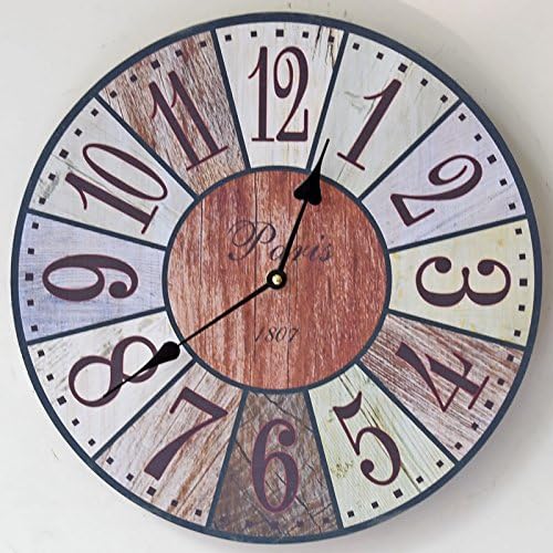 Wall Clock Frameless digital clock bedroom living room wall decoration Wood Pendant, 14 inch