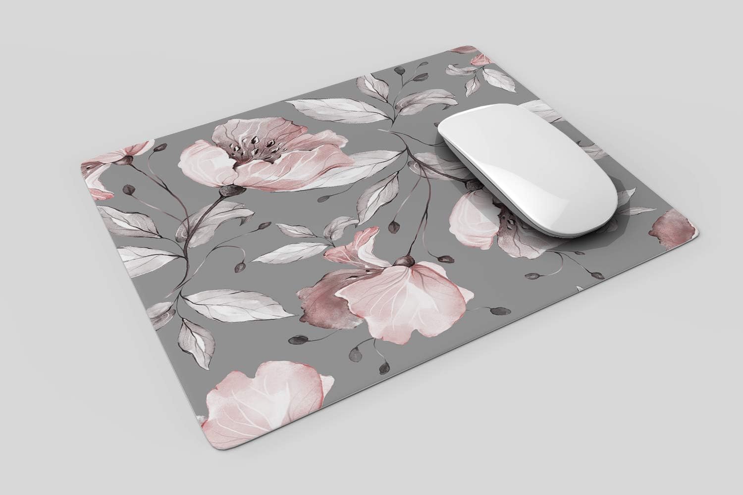 Yeuss Flower Rose Mouse Pad Rectangular Non-Slip Mousepad, Pattern With Spring Flowers And Leaves Floral Pattern Of Fabric Flower Rose Gaming Mouse Pads, Pink Grey,200mm x 240mm - Image 4