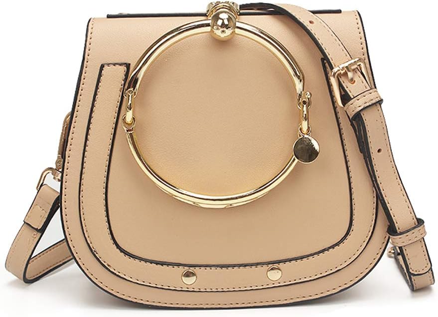 Normia Rita Cowhide Leather Top Handle Handbags Ring Purse Vintage Crossbody Shoulder Bags