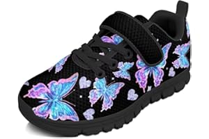 Yreiwoby Girls Tennis Shoes Hook and Loop Kids Running Shoes for Outdoor Activities