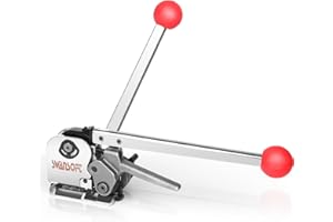 SWANSOFT Steel Banding Strapping Kit, Stainless Manual Packaging Banding Strapping Machine, Metal Steel Banding Tool Packing for Width 1/2" 5/8" 3/4" Sealless Combination Tools (No Need Buckle)