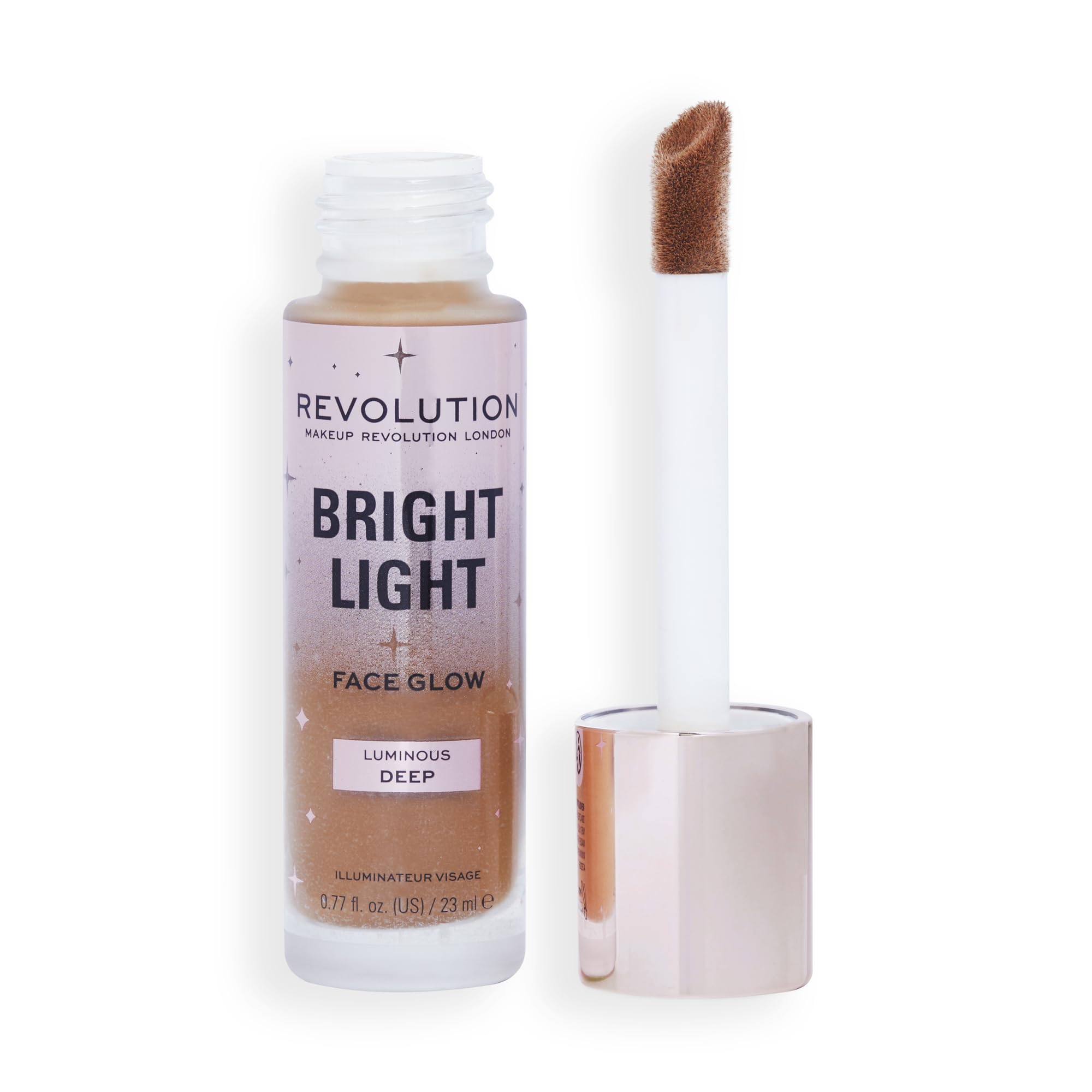 Makeup Revolution Bright Light Face Glow, Brightening Skin Tint, Radiant Finish, Luminous Deep