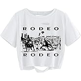 Avanova Women Sun Moon Graphic Distressed Crop Top Oversized Short Sleeve Ripped Tee Shirt