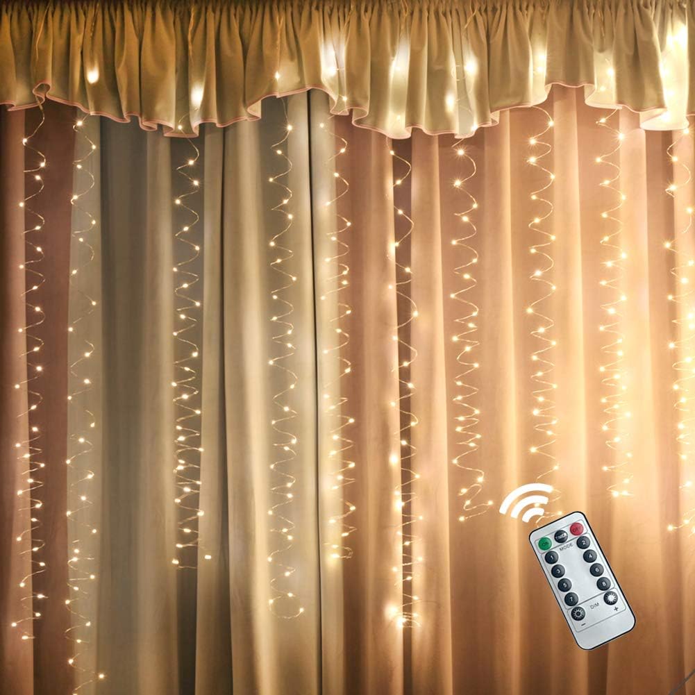 Amazon Com Bjyhiyh 9 8ftx9 8ft 300 Led Copper Light Curtain With