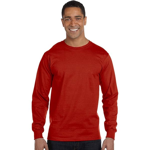 Hanes ComfortSoft® Long Sleeve T-Shirt S Deep Red | Amazon.com