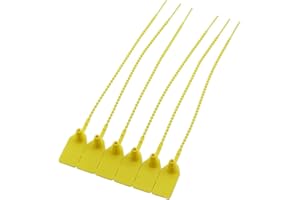 PZRT 50pcs Plastic High Security Seal With Metal Insert Adjustable Self-Locking Pull Tight Cable Ties Tags Disposable Wire Padlock for Cargo Container Seal Lock Yellow