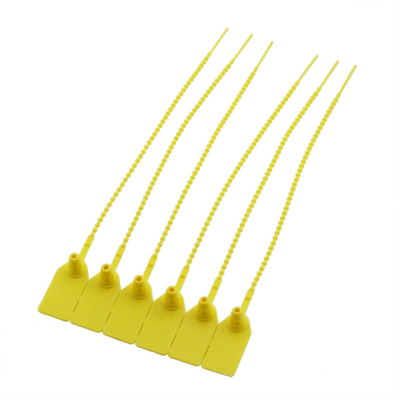 PZRT 50pcs Plastic High Security Seal with Metal Insert Adjustable Self-Locking Pull Tight Cable Ties Tags Disposable Wire Padlock for Cargo Container Seal Lock Yellow