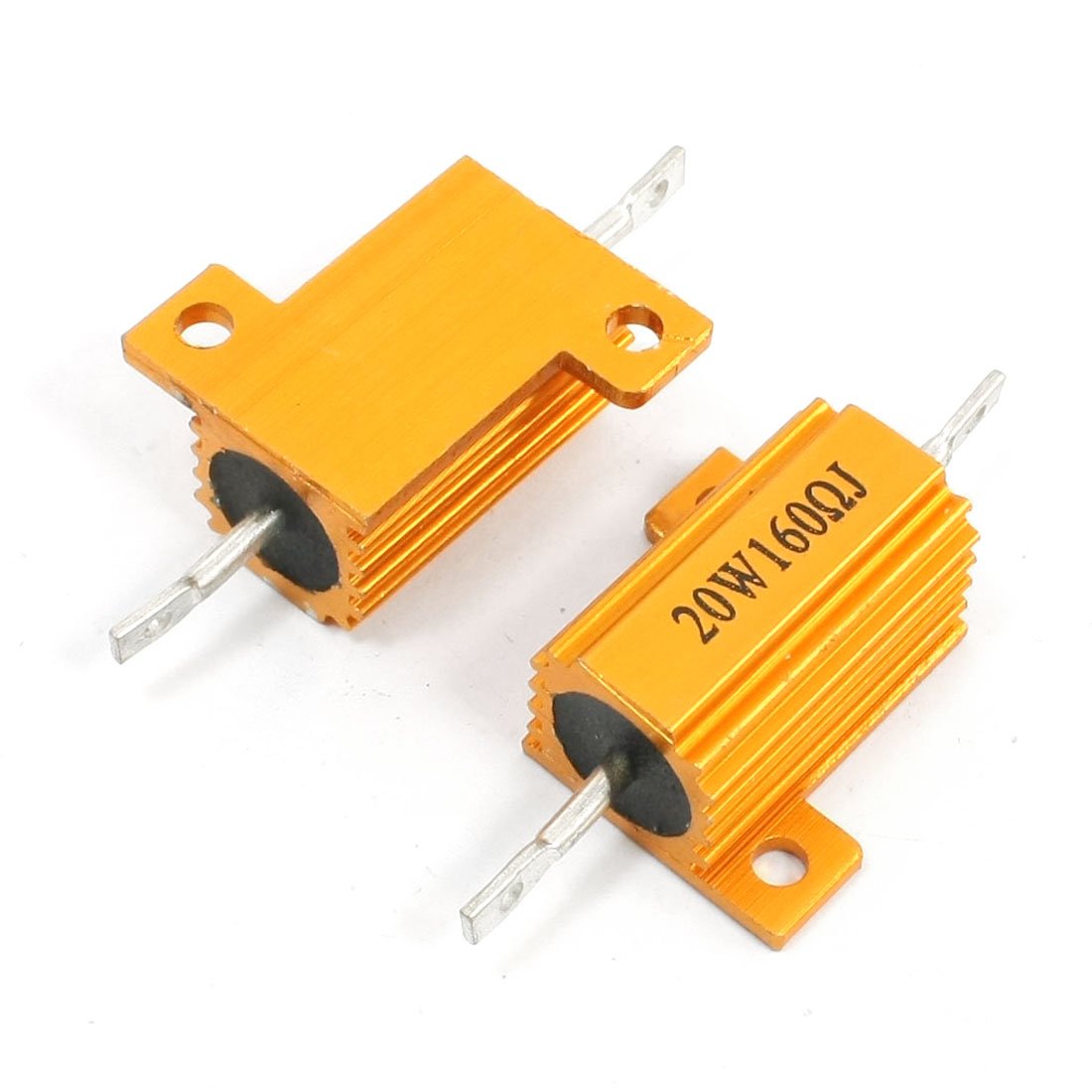 sourcing map 20W 160 Ohm Axial Wirewound Aluminum Case Resistor Gold Tone 2 Pcs