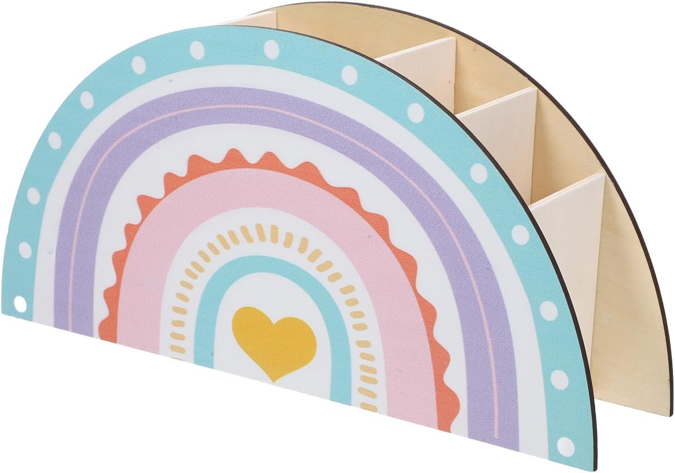 HuaMuDM Pen Holder Children's Pencil Organiser Wooden Rainbow Desk Organiser