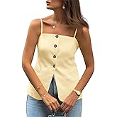 Cicy Bell Womens Summer Cami Suit Vest Dressy Casual Button Down Waistcoat Fitted Split Hem Sleeveless Blazer Tops