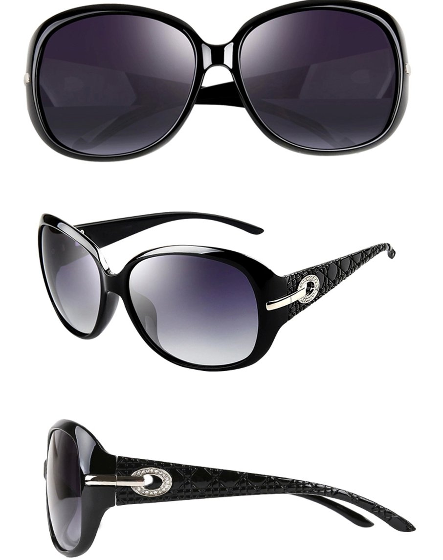 ATTCL Women Polarized UV400 Sunglasses Fashion Plaid Oversized